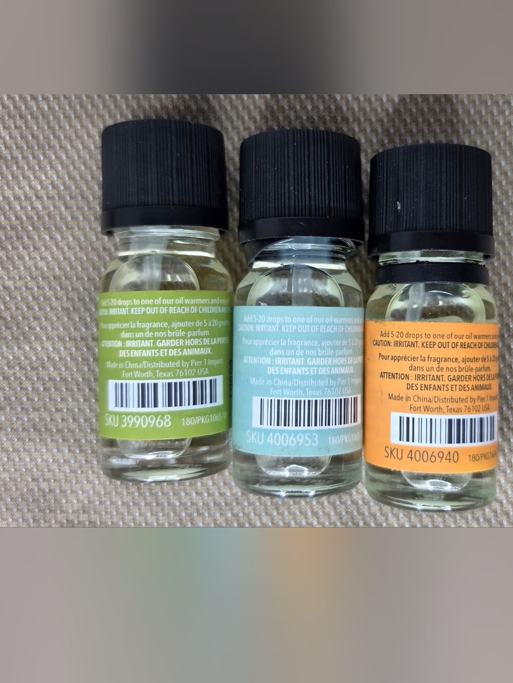 Pier 1 Imports Home Fragrance Oil Lot of 3 Citrus Cilantro SeaGrass Ginger Peach - Picture 3 of 4